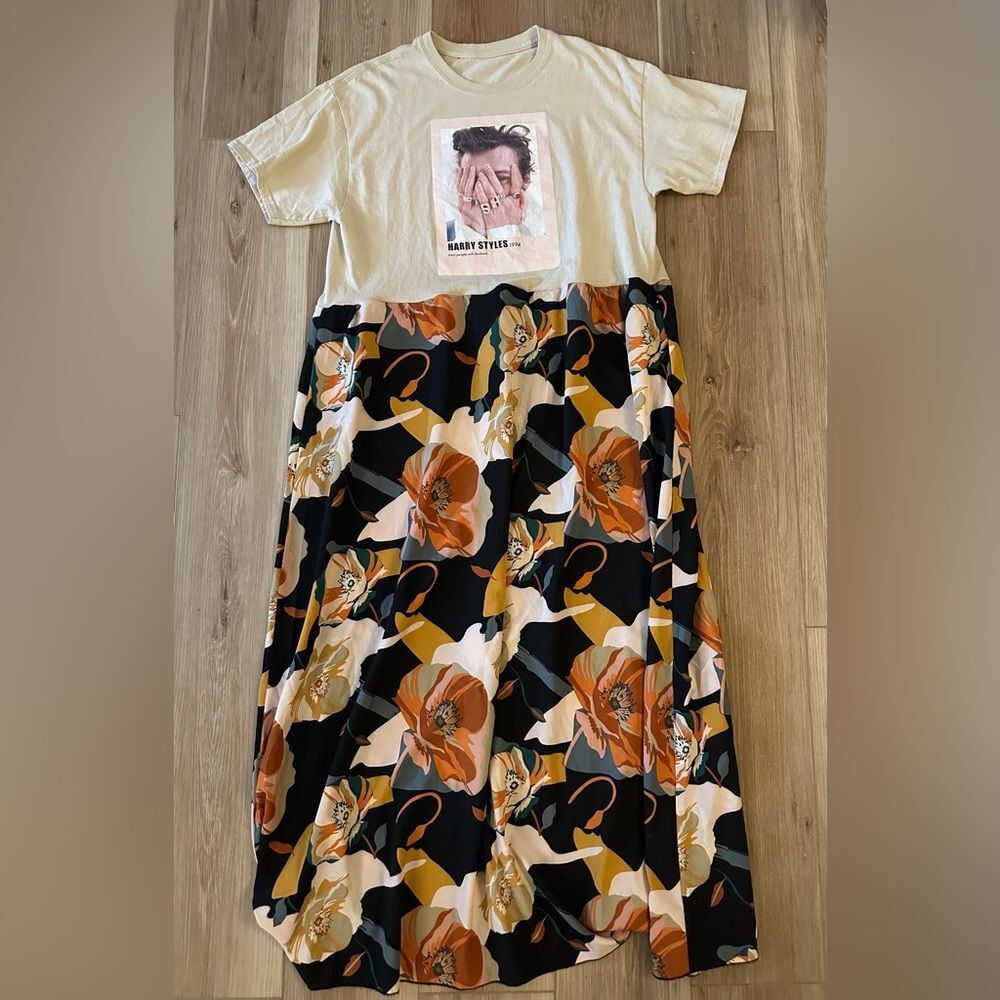 Custom Harry Styles Band Tee Dress L Upcycled